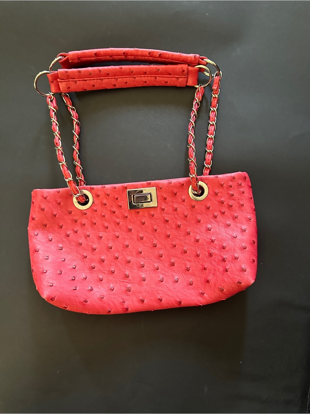 Red Quilted Chain-Handle Shoulder Bag
